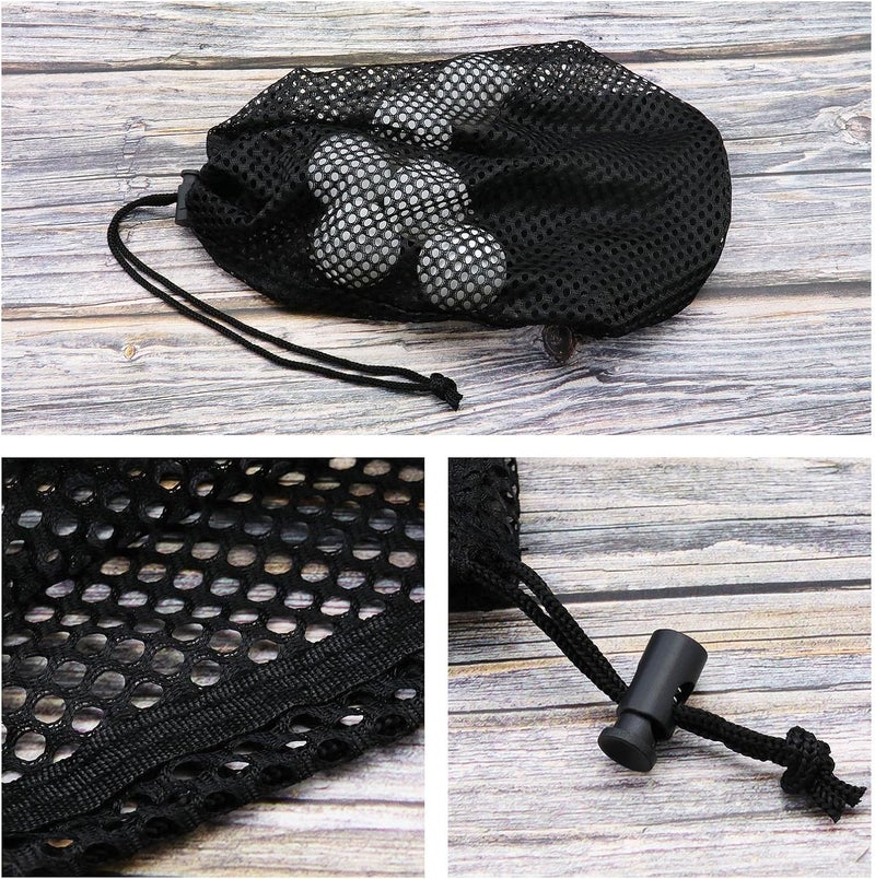 SING F LTD 2PCS Golf Ball Storage Bag - Nylon Mesh Pouch for 48-56 Balls - Drawstring Closure - Black - Image 2